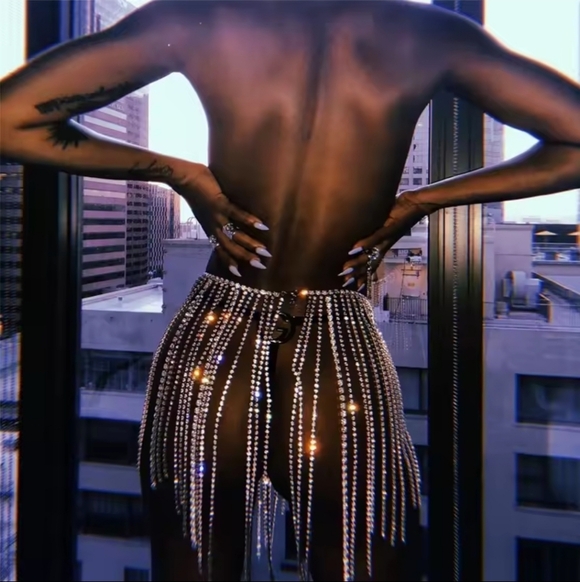 Akyzi Gold Rhinestone Fringe Skirt /Belt - Picture 2 of 5